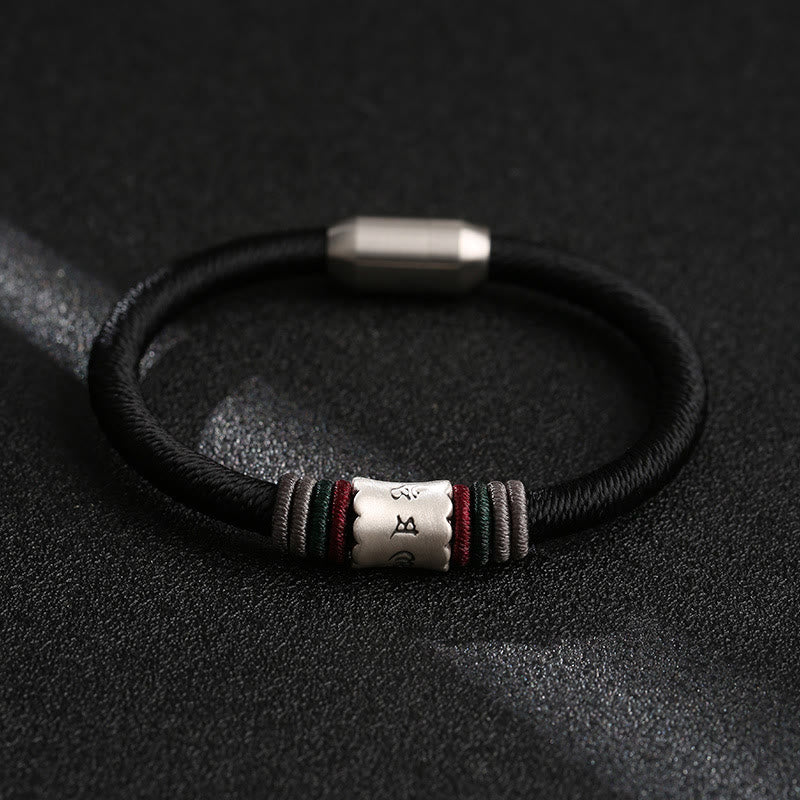 16cm Sterling Silver Om Mani Padme Hum Peace Bracelet