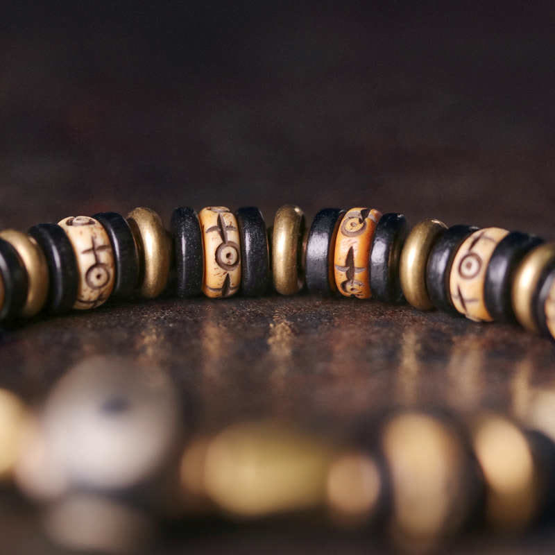 8mm Tibetan Yak Bone Ebony Wood Strength Bracelet