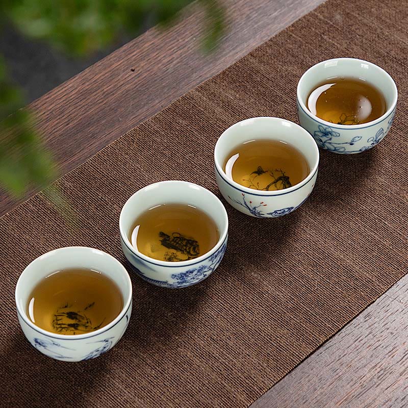 Small Ceramic Tea Cup 50ml | Blue Landscape Handmade Tableware