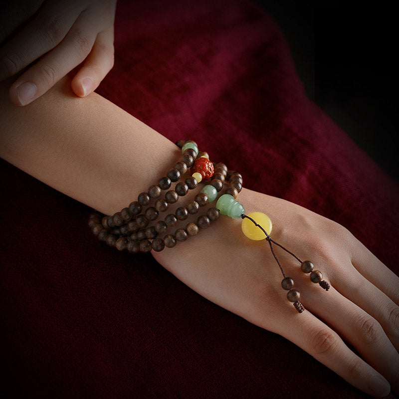 8mm Agarwood Jade Wood Mala Beads Bracelet for Balance