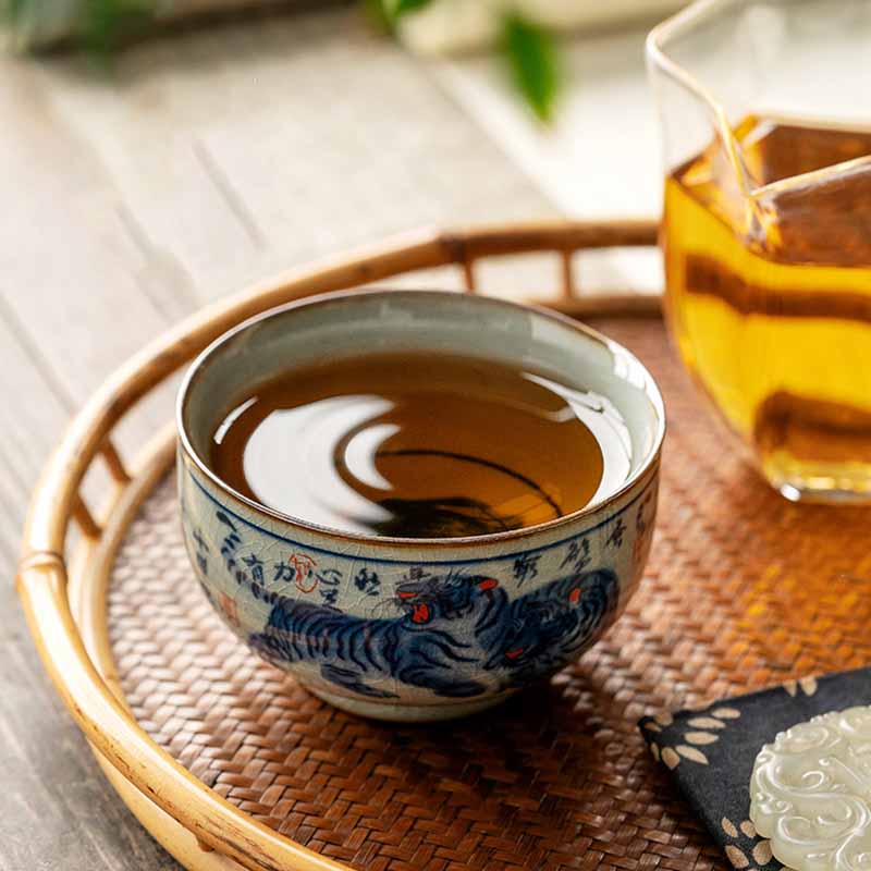 Jingdezhen Hand Painted Tiger Ceramic Teacup 140ml