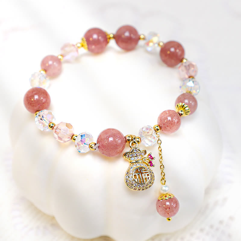 8mm Strawberry Quartz Spiritual Bracelet for Love & Healing