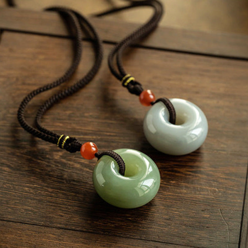 Natural Gray Jade Luck Necklace | Peace & Prosperity Pendant