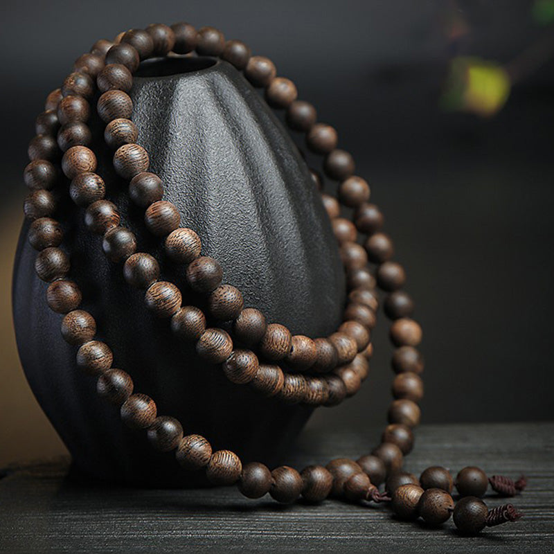 Agarwood 108 Wood Mala Beads Peace Strength Bracelet