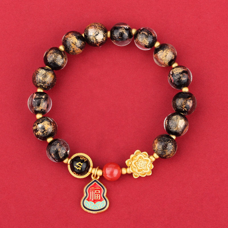 8mm Om Mani Padme Hum Bracelet | Liuli Glass Charm