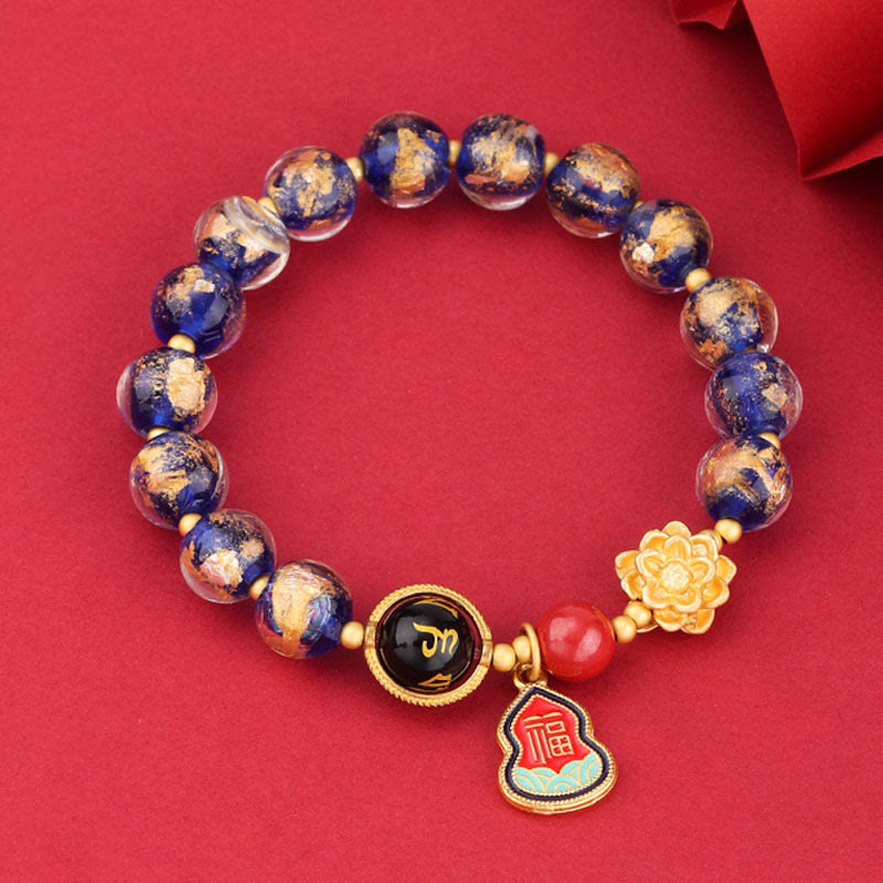 8mm Om Mani Padme Hum Bracelet | Liuli Glass Charm