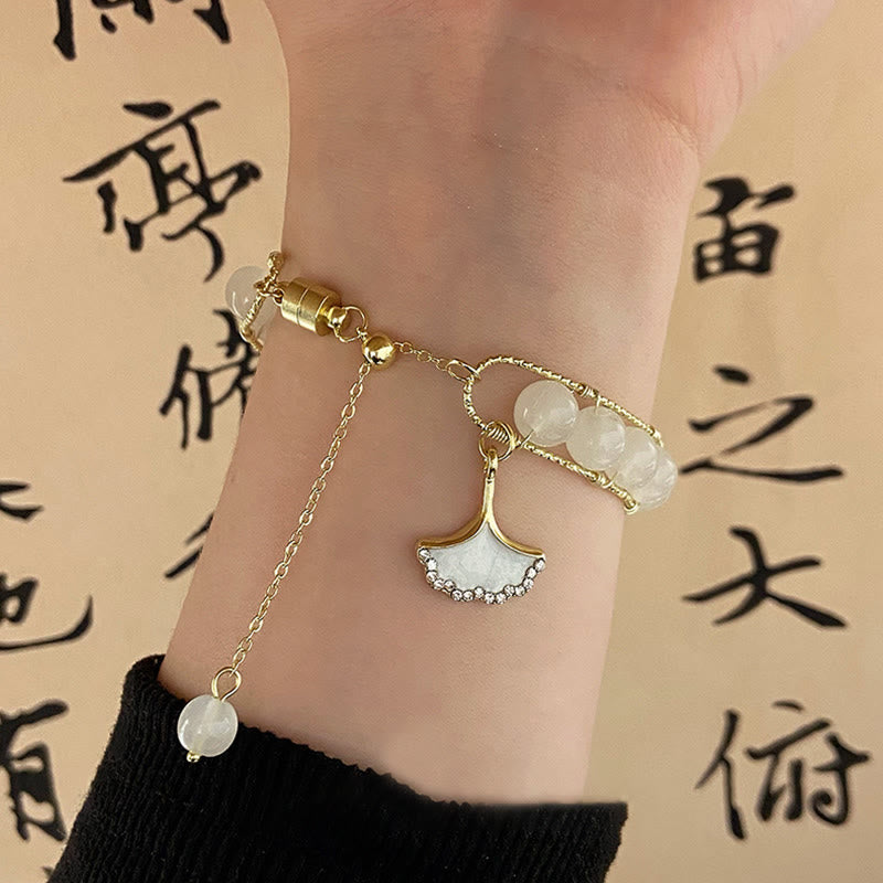 Jade Ginkgo Leaf Luck Bracelet for Prosperity & Abundance