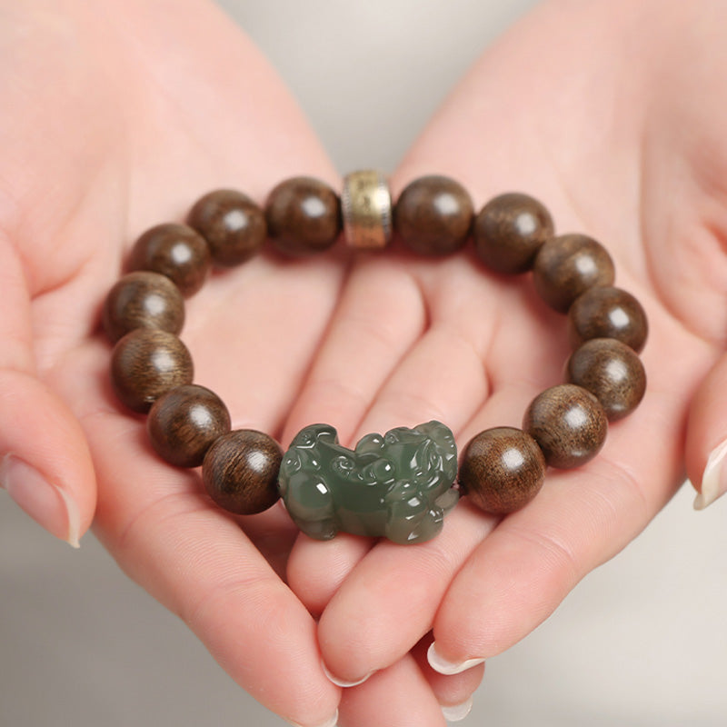 12mm Jade Pi Xiu Agarwood Strength Bracelet
