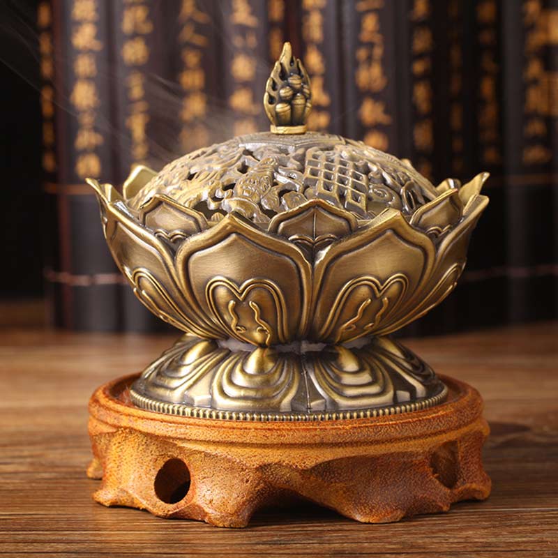 7cm Zinc Alloy Lotus Incense Burner for Meditation