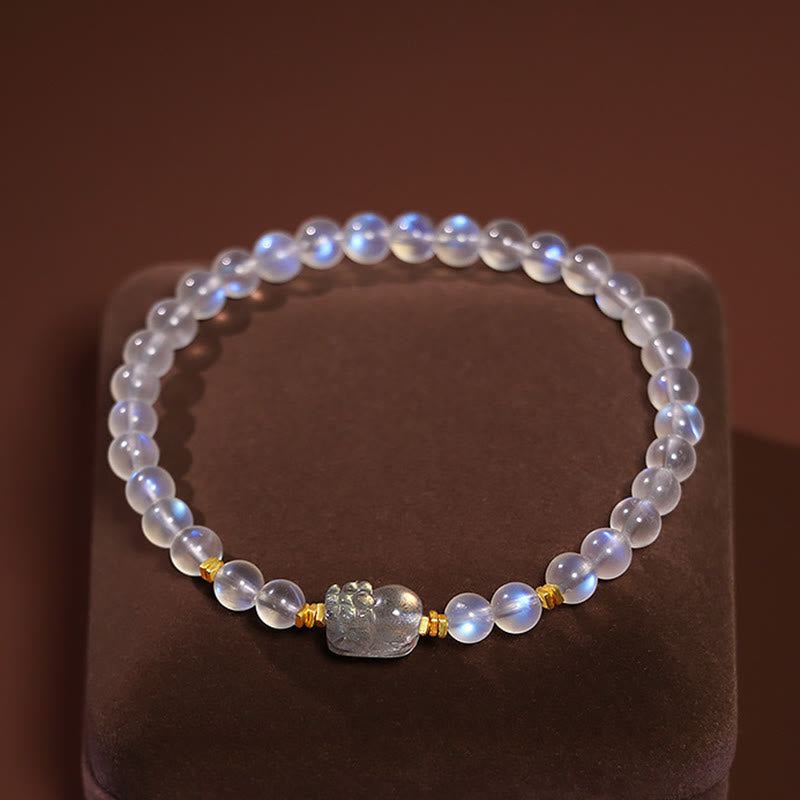 Moonstone Love & Calm Healing Bracelet 925 Silver Gold Plated