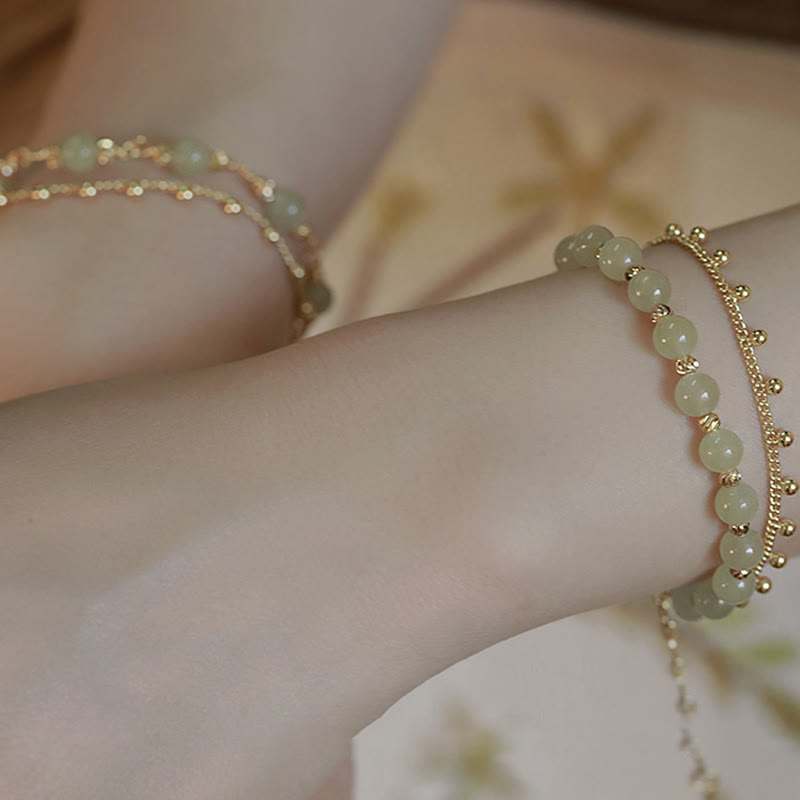 2 Layers Hetian Jade Bracelet for Luck & Prosperity