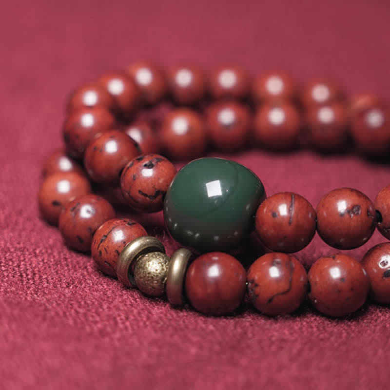 8mm Bodhi Seed Cyan Jade Copper Peace Bracelet