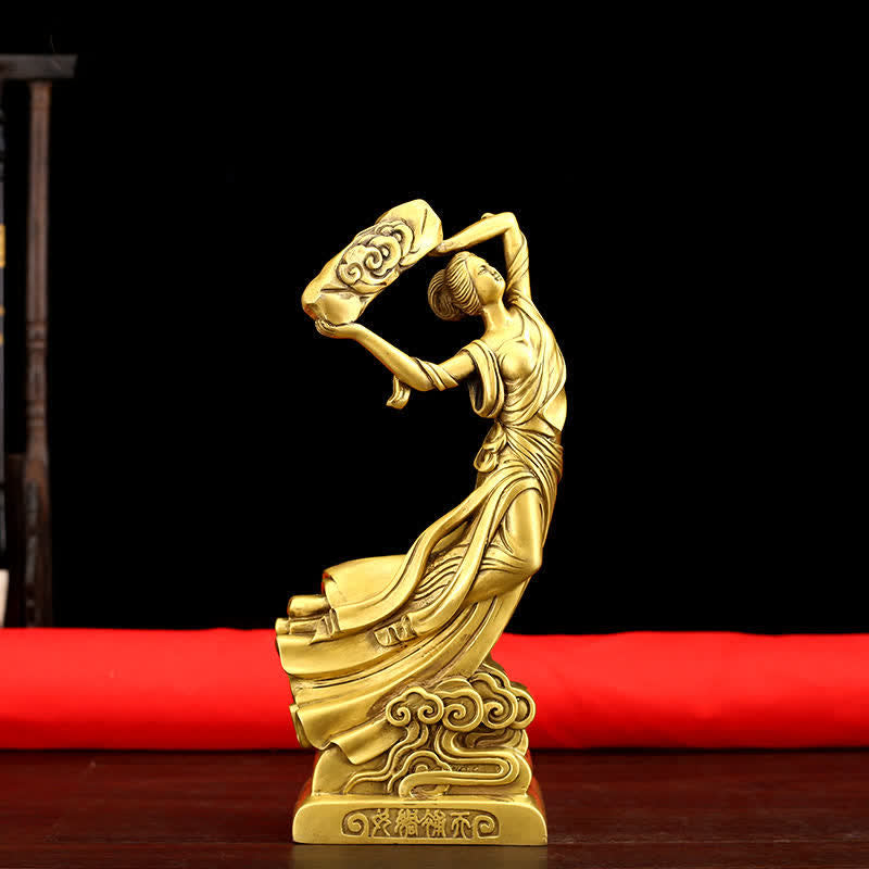 Copper Bodhisattva Nuwa Protection Statue 11x8x27cm