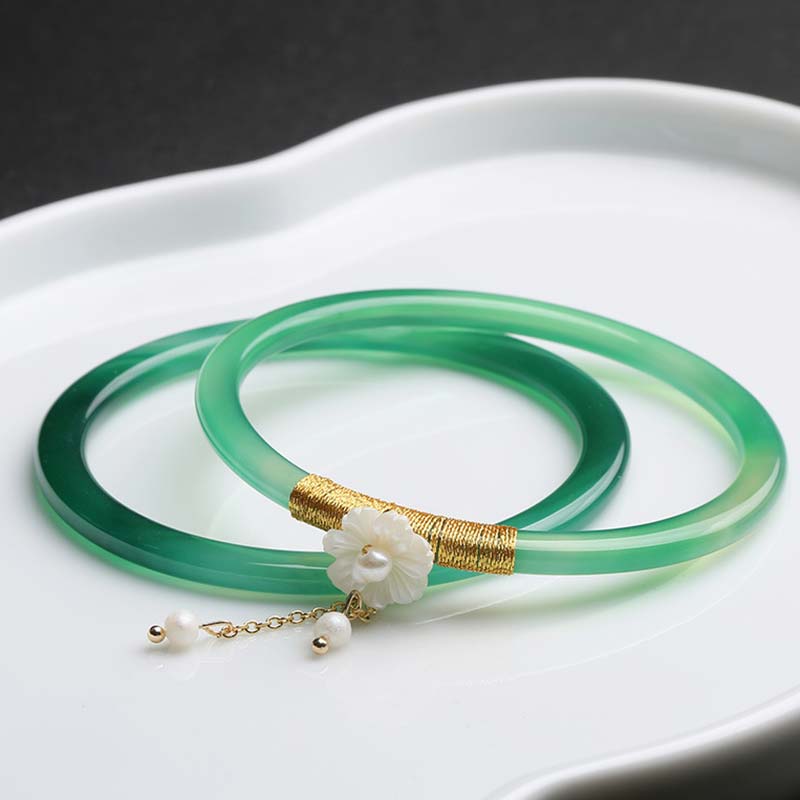 Cyan and White Jade Success Bracelet 58mm
