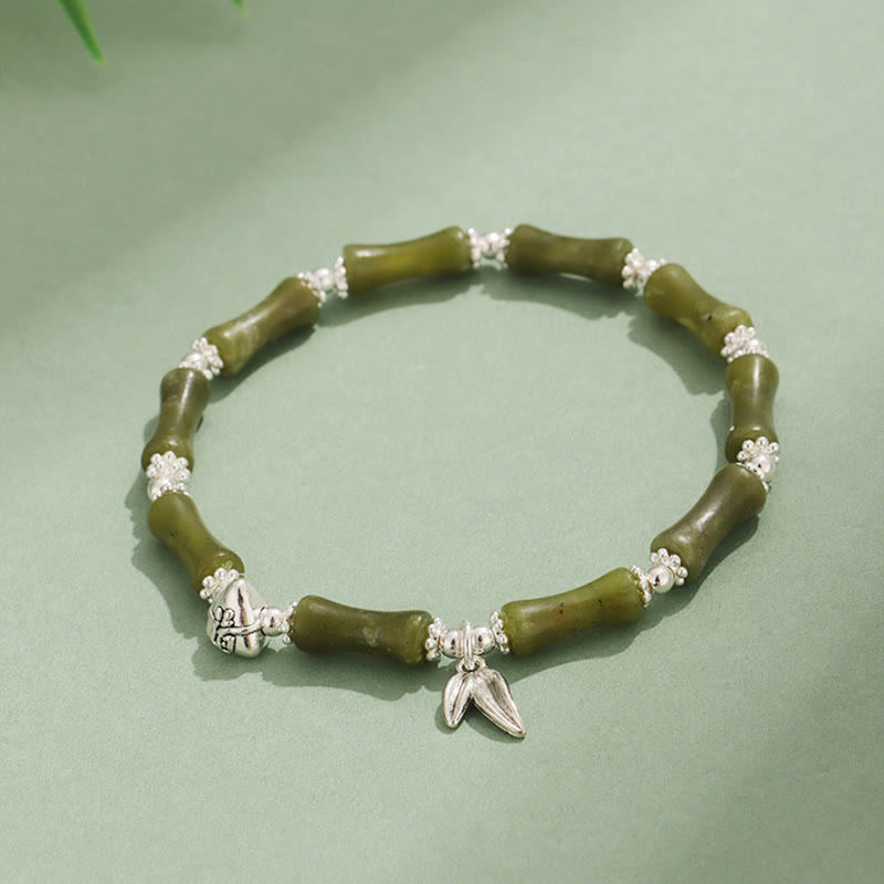 Peridot White Jade Bamboo Fu Symbolic Luck Bracelet