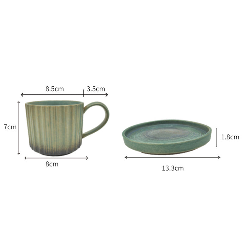 250ml Retro Striped Kiln Change Ceramic Coffee Mug | Zen Decor
