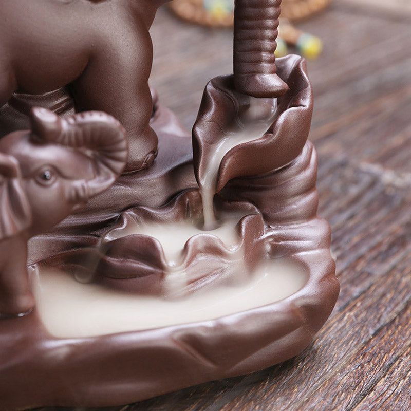 Tibetan Elephant Purple Clay Backflow Incense Burner