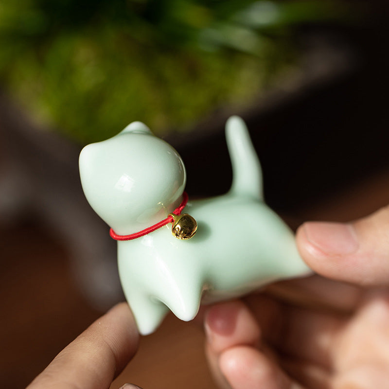 Mini Ceramic Cat Tea Pet | Sitting & Standing Figurine 5cm