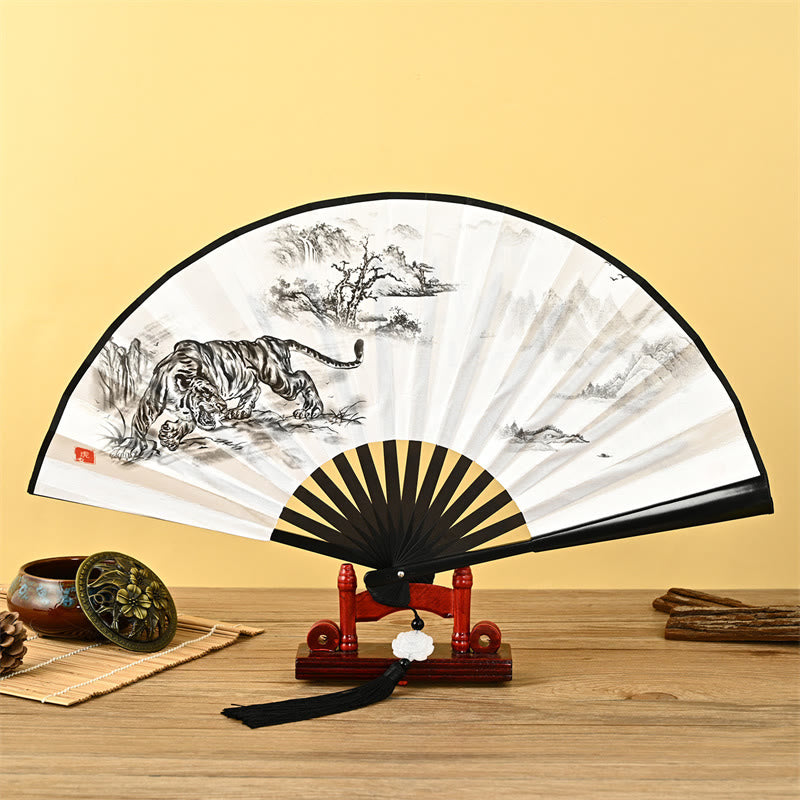 Elegant Chinese Folding Fan | Vintage Handheld Fan with Tassel