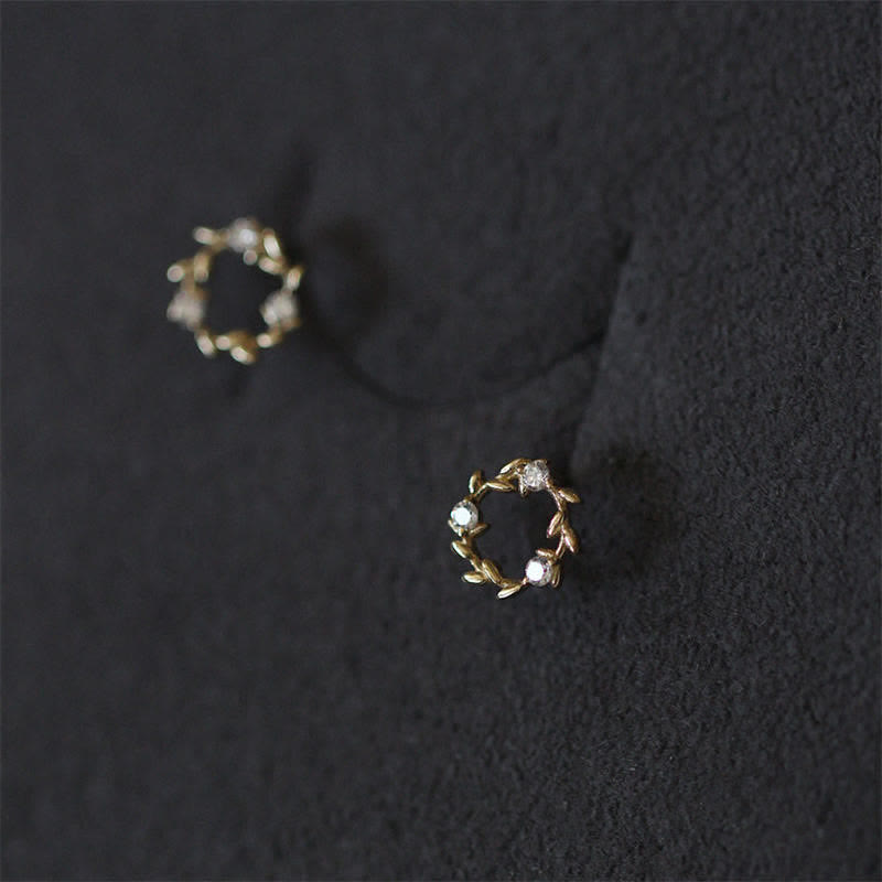 925 Sterling Silver Spiritual Earrings Tiny Wreath Blessing Flower