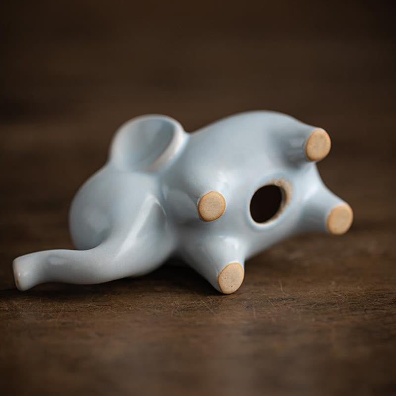 Small Ceramic Elephant Figurine for Spiritual Decor