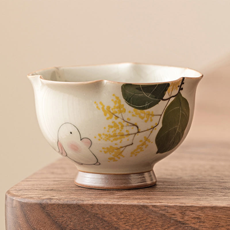 40ml Osmanthus Rabbit Ceramic Teacup for Kung Fu Tea Ritual