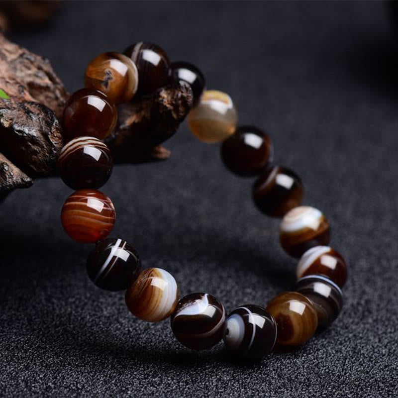 6mm Tibetan Sardonyx Bracelet for Positivity & Courage