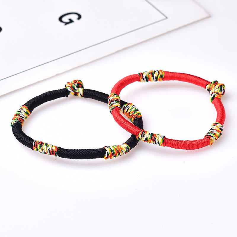 Red String Protection Bracelet with Tibetan King Kong Knot