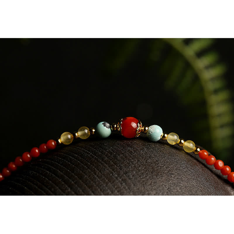 925 Sterling Silver Red Agate Confidence Charm Necklace