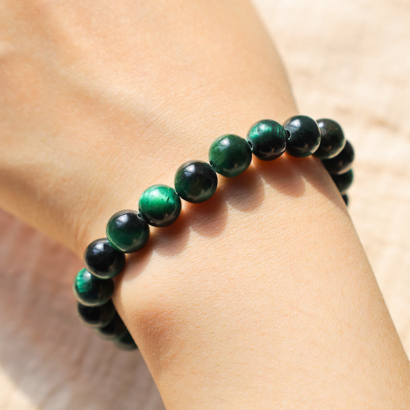 10mm Green Tiger Eye Growth Energy Bracelet
