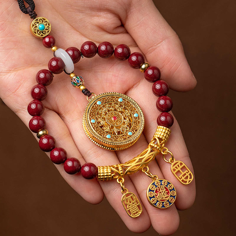 Natural Cinnabar Ruyi Car Hanging Decoration for Peace