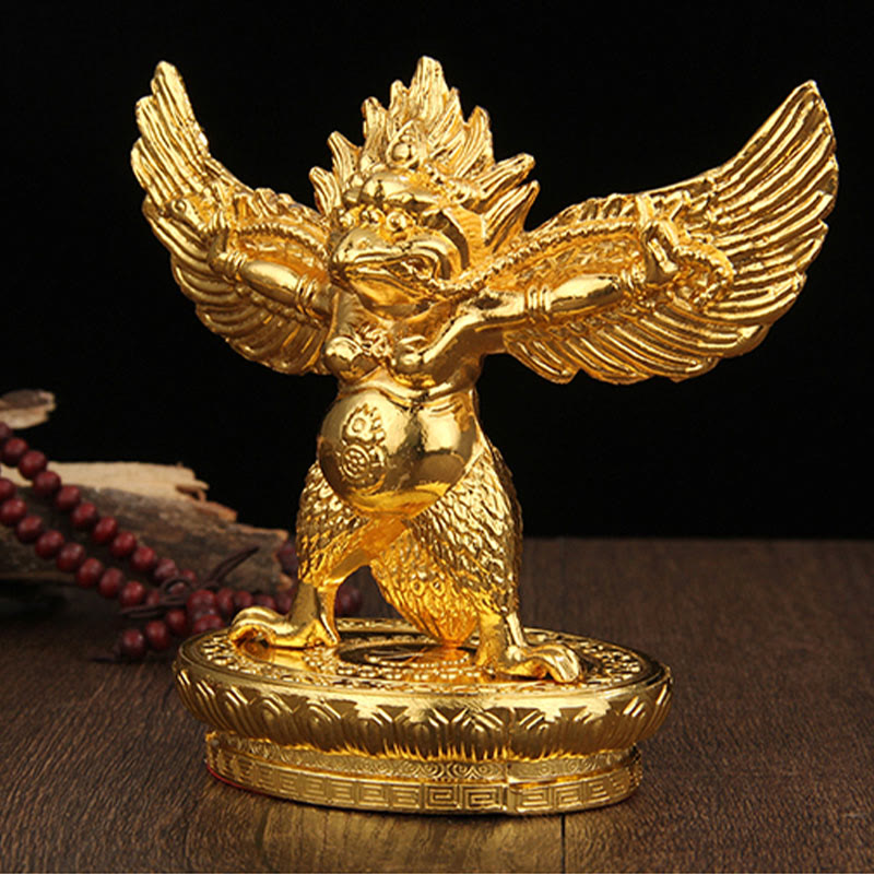 Gold Garuda Bird Zinc Alloy Protection Spiritual Statue 12.5cm