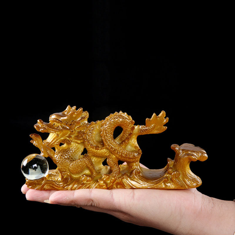 Color Changing Resin Chinese Dragon Figurine for Luck and Success