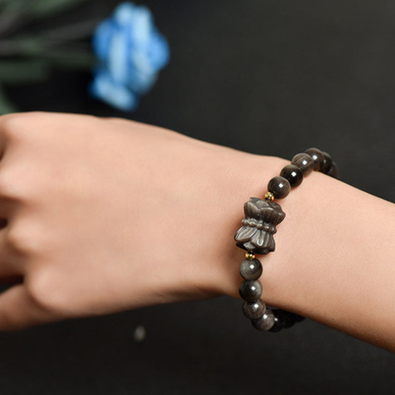 Silver Sheen Obsidian Protection Bracelet 8mm Meditation Beads