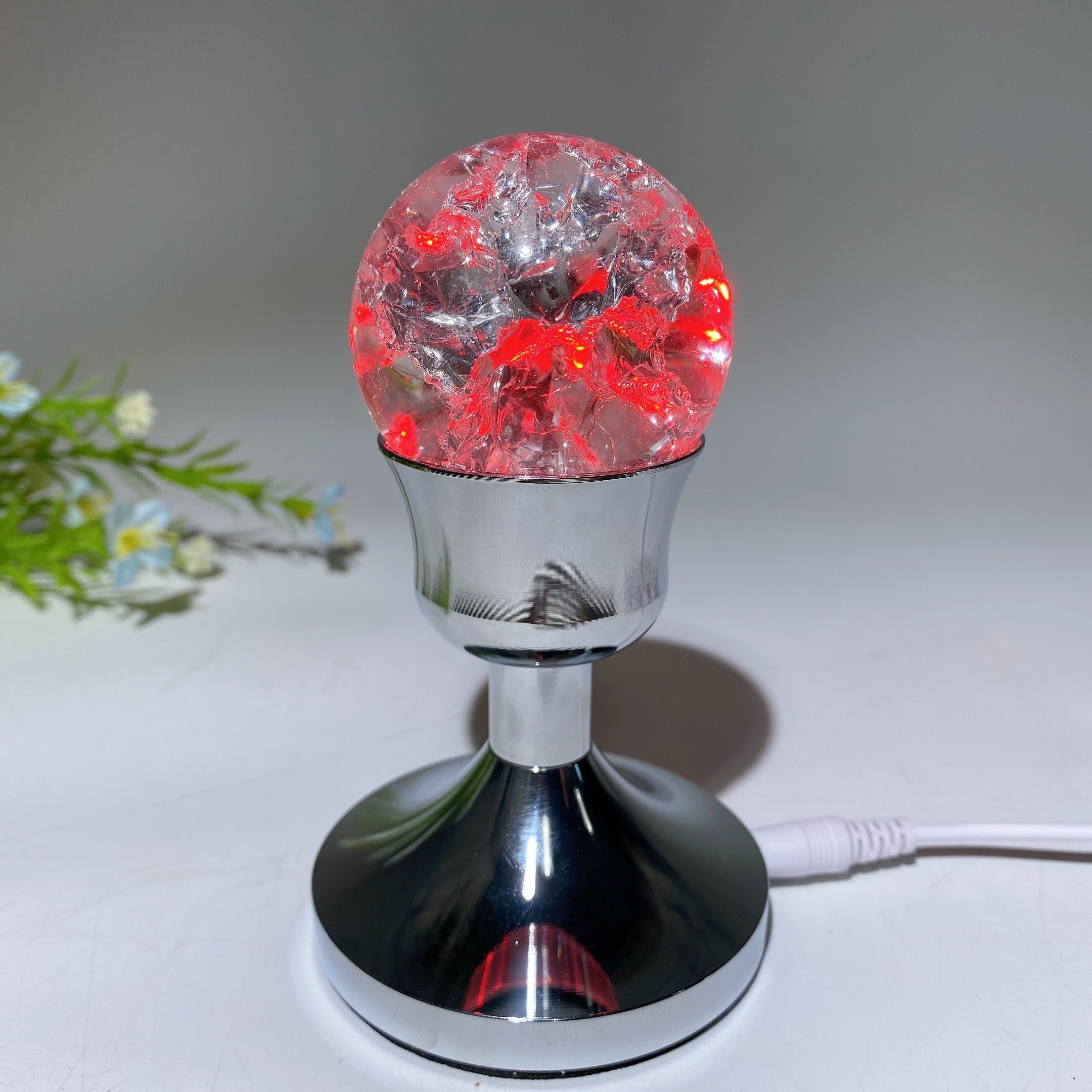 75mm Silver Crystal Lamp Stand USB Healing Light