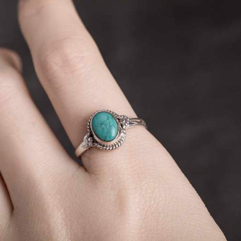 Adjustable Turquoise Ring 925 Sterling Silver Wisdom