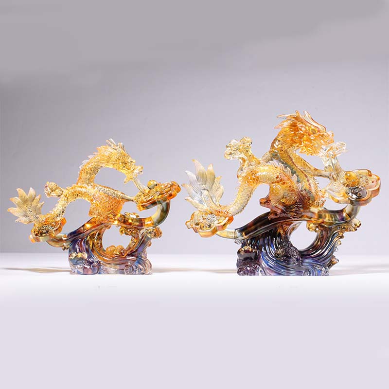 Liuli Crystal Dragon Ruyi Handle | Protection Zen Decor