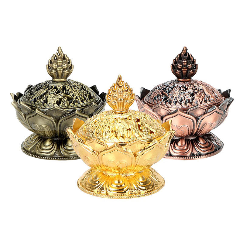 7cm Zinc Alloy Lotus Incense Burner for Meditation