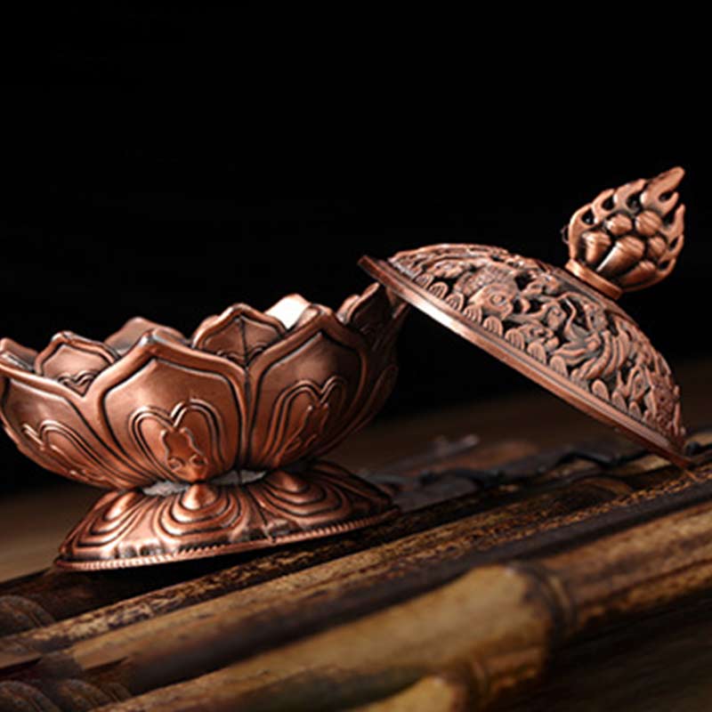 7cm Zinc Alloy Lotus Incense Burner for Meditation
