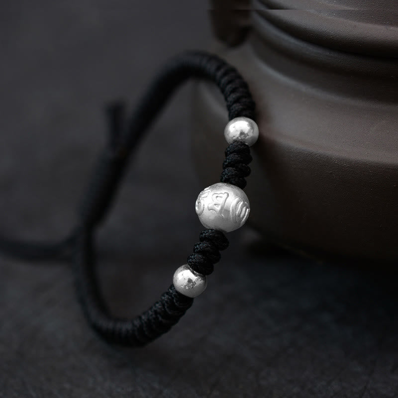 Om Mani Padme Hum Silver String Couple Bracelet | Protection & Luck