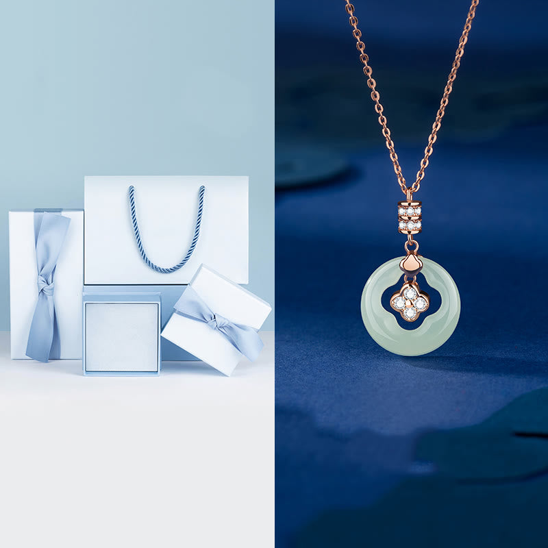 Hetian Jade Lucky Four Leaf Clover Necklace for Prosperity