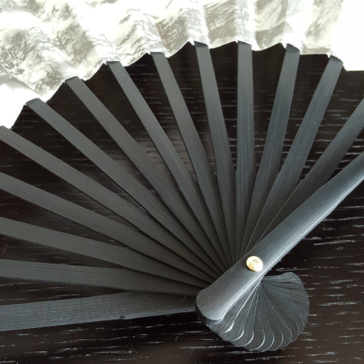 33.5cm Chinese Bamboo Folding Fan with Great Wall Pattern