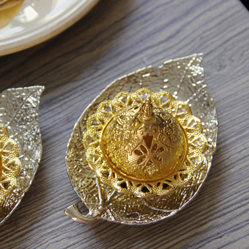 Tibetan Gold Leaf Incense Burner | Mini Meditation Coaster