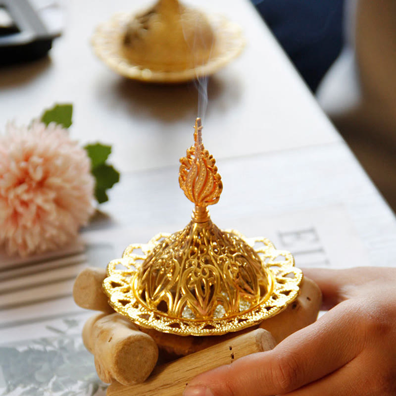 Gold Alloy Healing Mini Incense Burner for Meditation & Relaxation