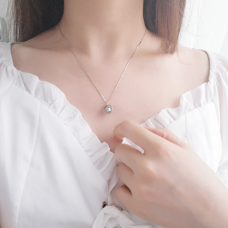 Moonstone Necklace Pendant 925 Sterling Silver Love Planet Rotatable