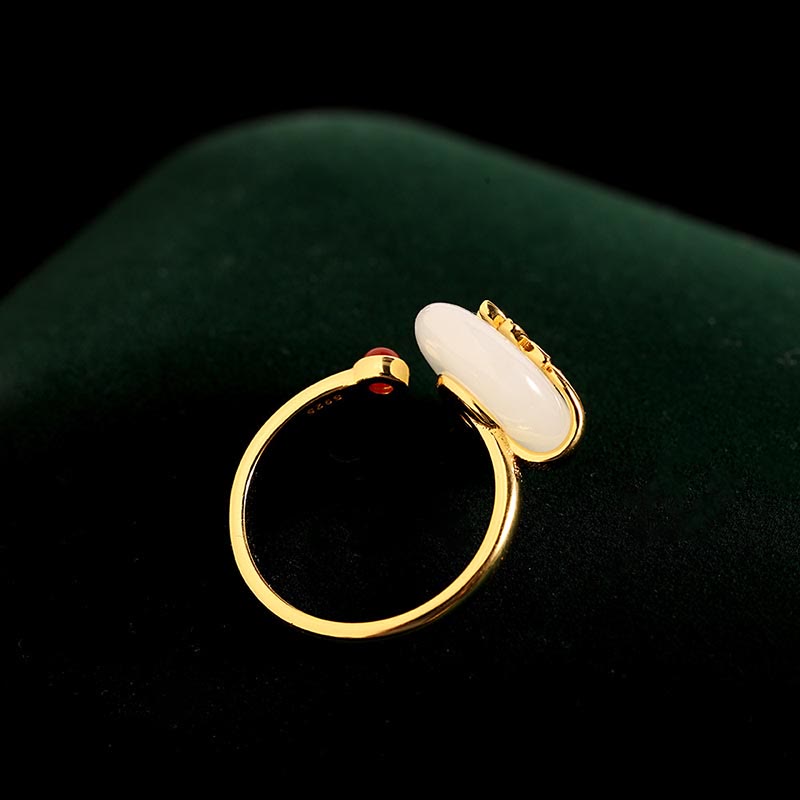 Natural Hetian White Jade Jewelry Set with Sterling Silver Blessing Peacock