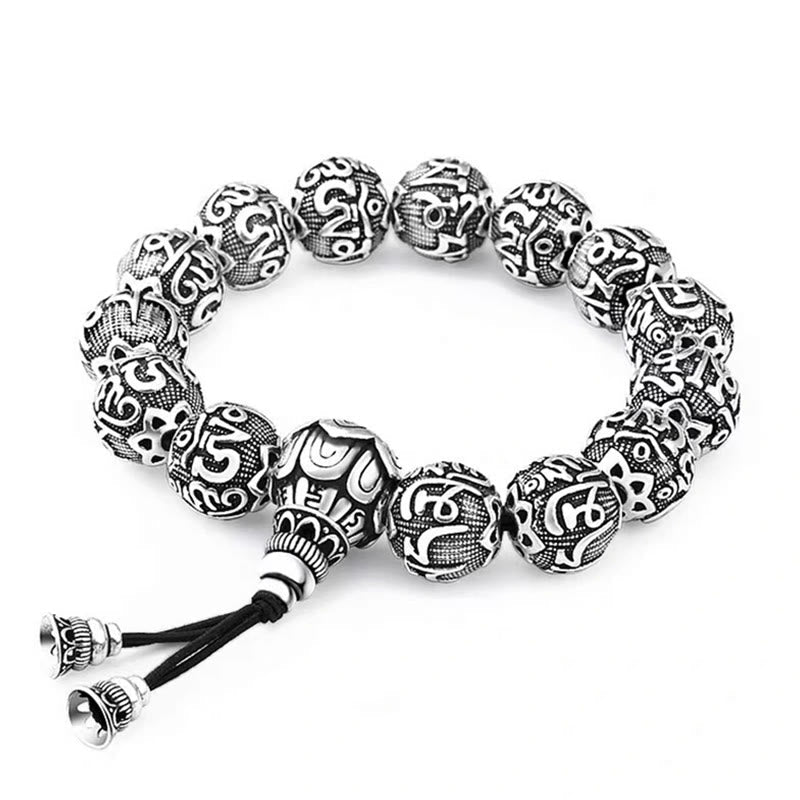 Om Mani Padme Hum Alloy Bracelet | 8mm Spiritual Protection Beads