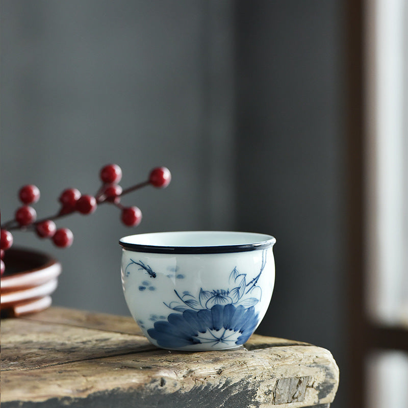 Ceramic Zen Meditation Teacup 130ml Koi Fish Lotus