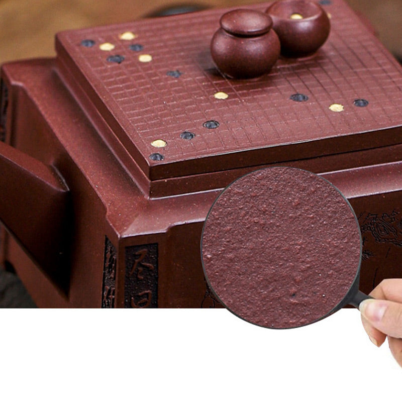 280ml Purple Clay Yixing Handmade Square Gongfu Teapot