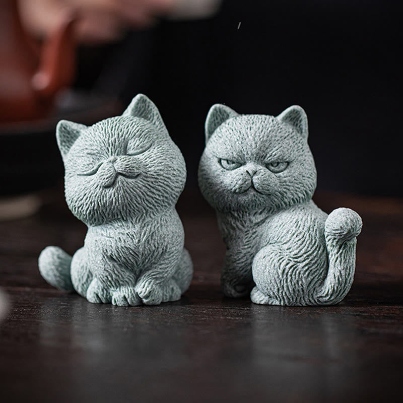 Small Cat Tea Pet Figurine | Spiritual Animal Home Decor